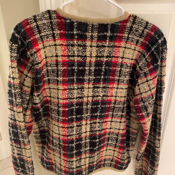Karen Scott Women's Plaid Cardigan - Red, Black, Cream - Picture 2 of 2